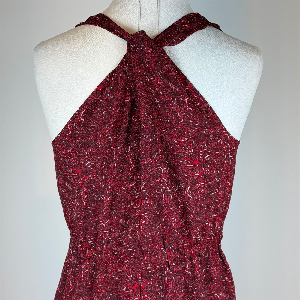 Converse One Star Maroon Paisley Tie Belt Sleeveless Mini Dress Womens XS Boho - Picture 6 of 10